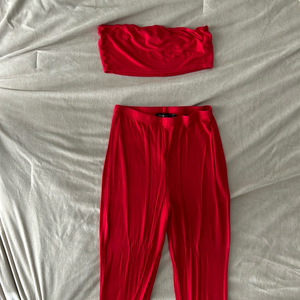 Red Two Piece Pant Set